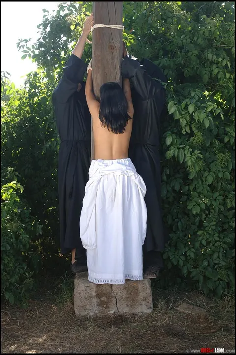Thick Brunette Tied Up for BDSM and Dildo Play in the Forest – photo 2 of 20