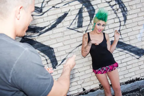Sofi Vondoom: Tattooed Latina Sucks Cock and Spreads Outdoors – photo 3 of 17