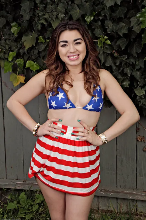 Angelina Mylee: Petite Asian Brunette Strips Out of Her Bikini and Spreads Outdoors – photo 1 of 21