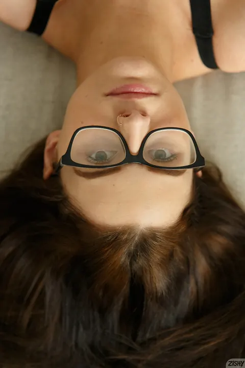 Stella Barry: Busty Brunette in Glasses and a Bikini Spreads Her Legs – photo 7 of 12