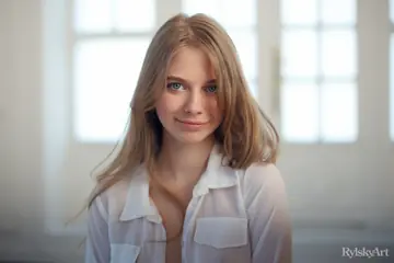 Blonde in White Stockings Strips Nude and Spreads Her Hairy Pussy