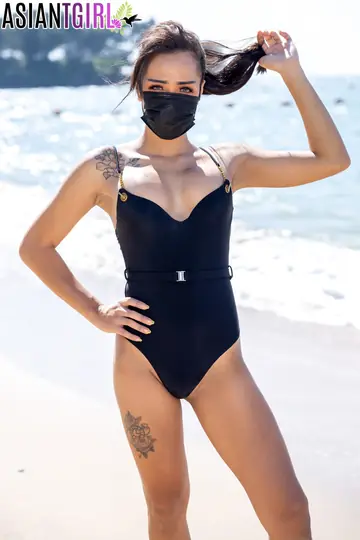 Asian Trans Woman Undresses Out of Her Lingerie Outdoors