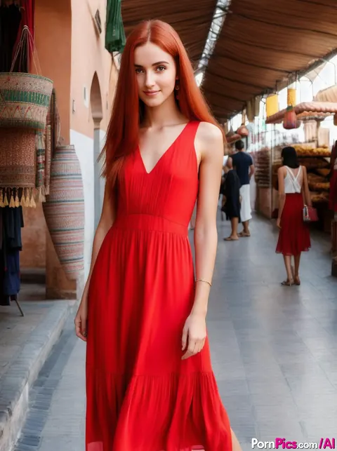 AI-Generated Redhead Strips Out of Her Dress and Walks Nude Outdoors – photo 1 of 11