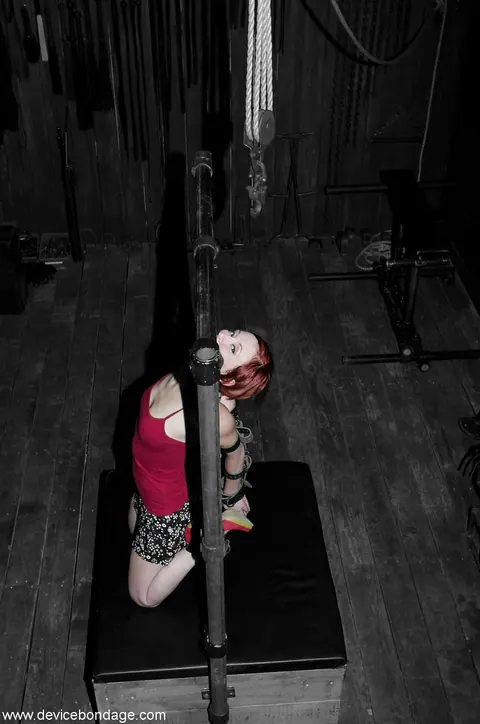 Sabrina Sparx: Petite Redhead MILF Undresses While Bound to Metal Frame – photo 3 of 19