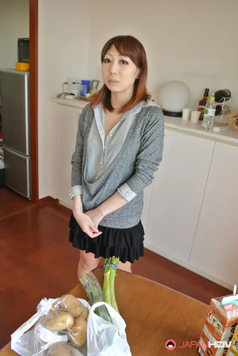 Japanese Redhead Lifts Her Skirt and Masturbates – photo 1 of 15