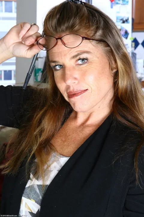Busty MILF in Glasses Strips Off Her Panties and Spreads Her Hairy Muff – photo 2 of 21