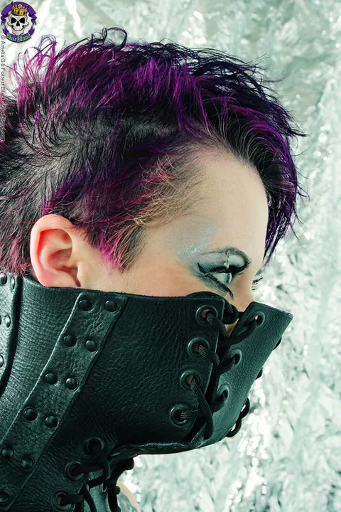 Nixon Sixx: Short-Haired Brunette Flaunts Her Tattoos in a Leather Corset and Lingerie – photo 10 of 15