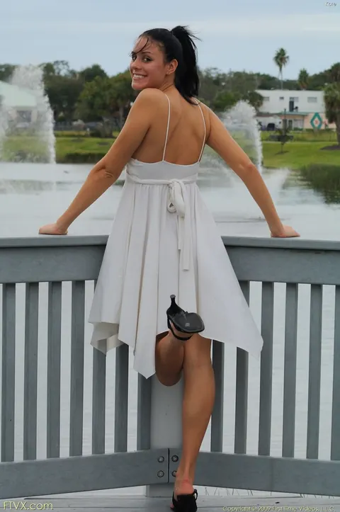 Tall Brunette Has a Threesome Outdoors in High Heels – photo 7 of 20