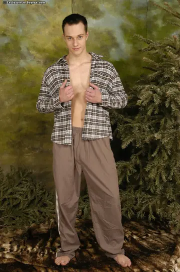 Thick Hairy Guy Strokes His Cock and Fingers His Ass Outdoors