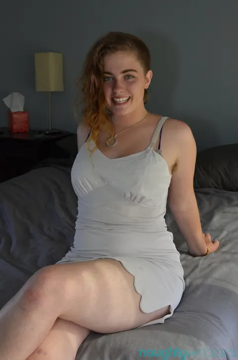 Curly Blonde Undresses and Spreads Her Hairy Pussy – photo 2 of 20
