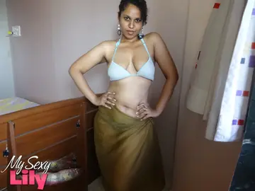 Thick Indian Woman with Big Tits Teases in Lingerie and Bikini