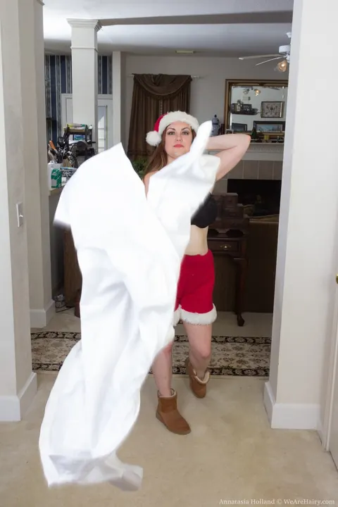 Annatasia Holland: Redhead BBW Strips Off Her Christmas Costume and Spreads Hairy Crotch – photo 5 of 21