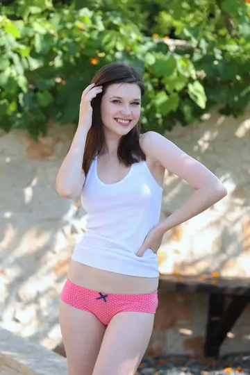 Serena Wood – Slim Ukrainian Brunette in Panties Shows Her Big Ass Outdoors
