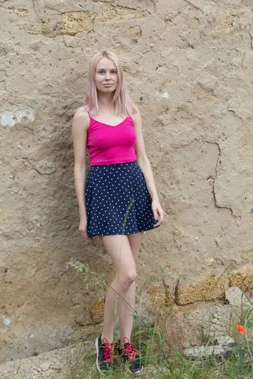 Russian Blonde Strips Nude and Shows Her Small Natural Tits