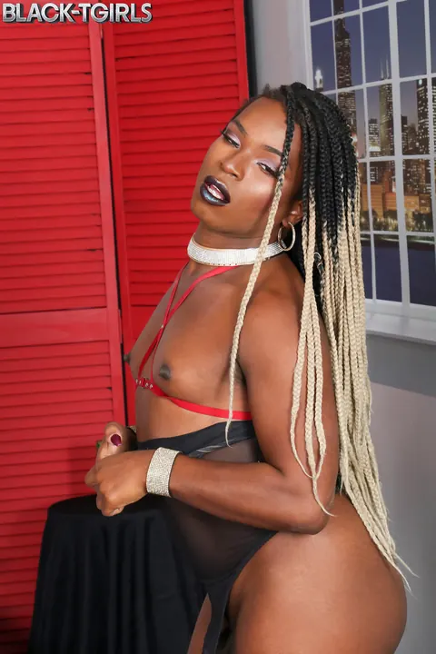 Curvy Ebony Trans Woman with Dreads Poses Nude – photo 7 of 16