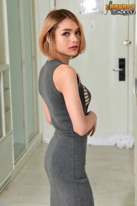 Asian Trans Woman Poses Nude Displaying Back Tattoo and Erection – photo 1 of 16