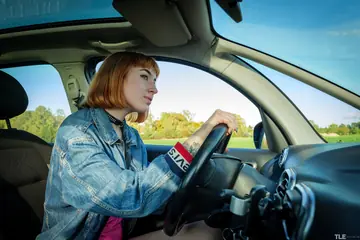 Tall Redhead Strips Out of Her Dress and Toys Her Pussy in a Car