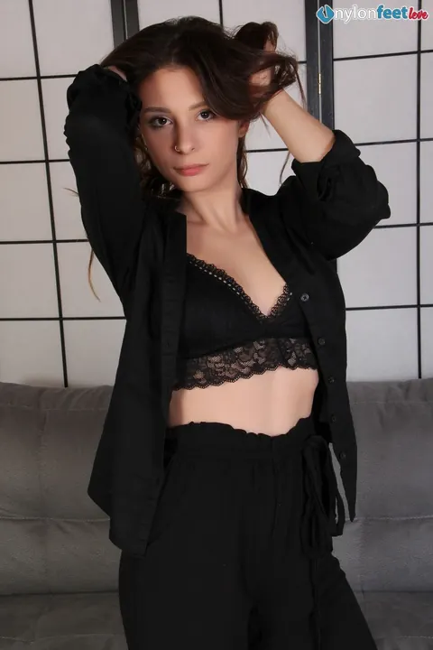 European Brunette Models Sheer Pantyhose and Heels – photo 1 of 12