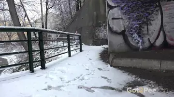 Blonde Czech Woman Squats to Pee Outdoors