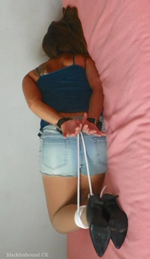 Thick Woman in Shorts and Heels Bound and Ball-Gagged – photo 8 of 15