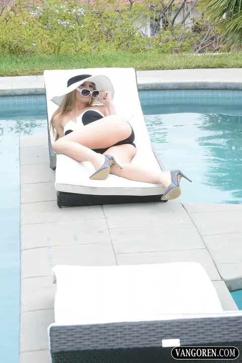 Jillian Janson: Redhead in High Heels Gets Fucked Poolside After Sunbathing – photo 1 of 21