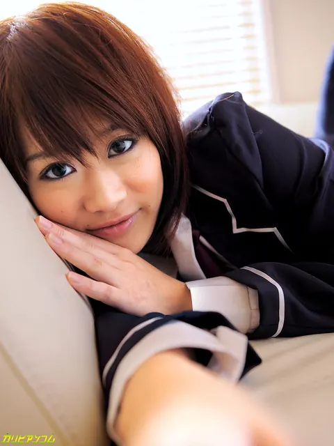 Petite Asian Redhead in Uniform Sucks and Fucks – photo 3 of 12