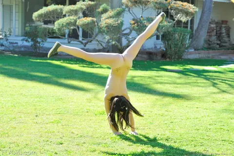 Lacey Channing: Petite Amateur Brunette Strips Nude Outdoors – photo 12 of 21