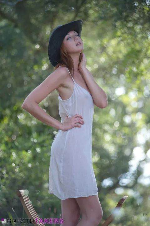 Elen Moore: Tall Redhead in Cowgirl Hat Strips Outdoors and Spreads Her Legs – photo 5 of 12