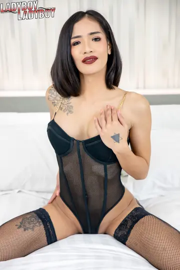 Asian Trans Woman Strips Out of Her Lingerie and Spreads Wide