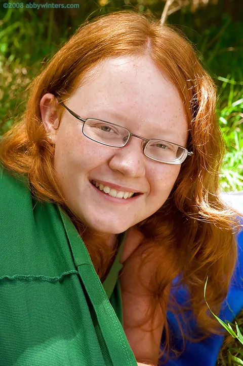 Redhead BBW in Glasses Strips and Shows Her Pussy Outdoors – photo 1 of 16