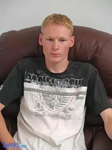Slim Blonde Man Strokes His Cock and Spreads His Cheeks