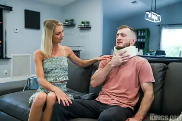 Skinny Tattooed Blonde Gets Fucked Doggy Style for a Creampie