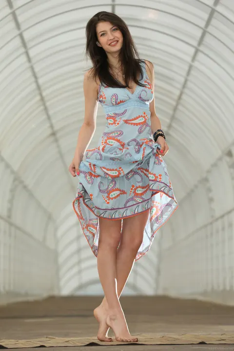 Ganna A: Tall Russian Brunette Strips Out of Her Summer Dress – photo 2 of 21