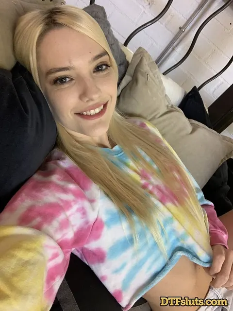 Kenna James: Slim Blonde in Lingerie and Shorts Shows Her Natural Tits – photo 1 of 20