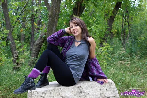 Andi Land: Skinny Amateur Brunette Poses Nude in Boots Outdoors – photo 6 of 15