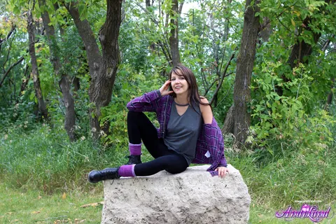 Andi Land: Skinny Amateur Brunette Poses Nude in Boots Outdoors – photo 8 of 15