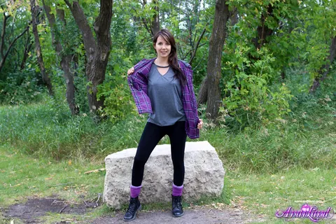 Andi Land: Skinny Amateur Brunette Poses Nude in Boots Outdoors – photo 4 of 15