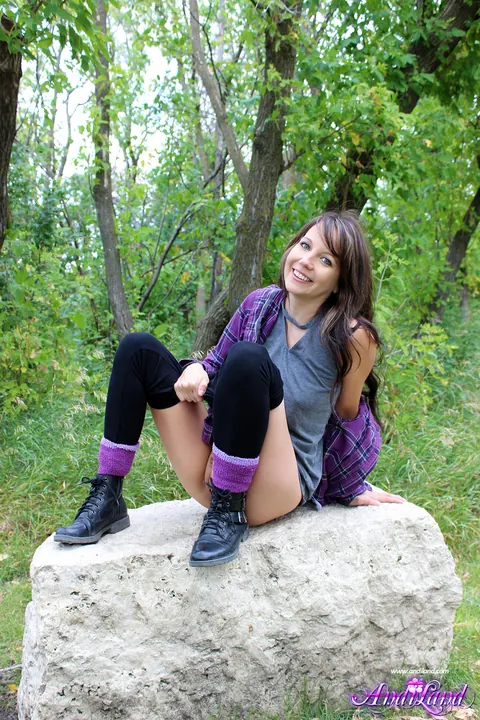 Andi Land: Skinny Amateur Brunette Poses Nude in Boots Outdoors – photo 14 of 15