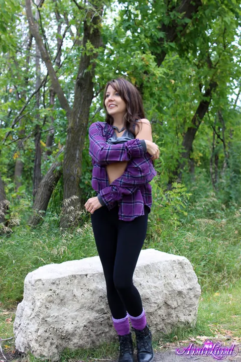 Andi Land: Skinny Amateur Brunette Poses Nude in Boots Outdoors – photo 7 of 15