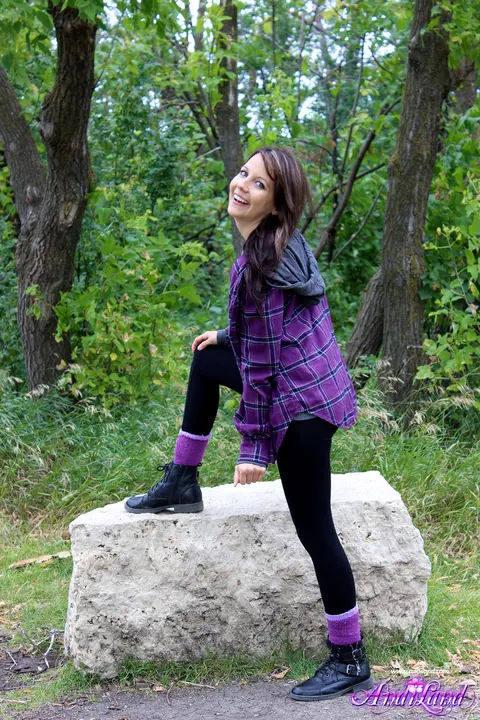 Andi Land: Skinny Amateur Brunette Poses Nude in Boots Outdoors – photo 2 of 15