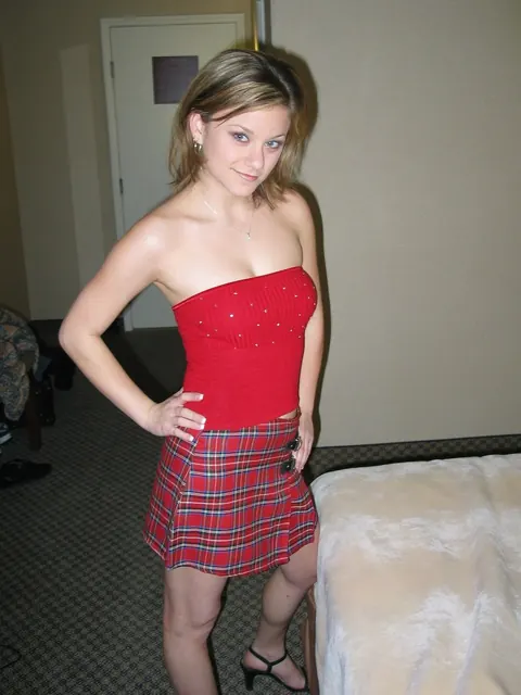Alex Divine: Petite Redhead MILF Lifts Her Skirt and Strips to Panties – photo 2 of 20