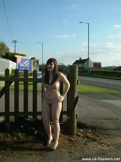BBW Brunette Strips Nude Outdoors in Heels – photo 13 of 16