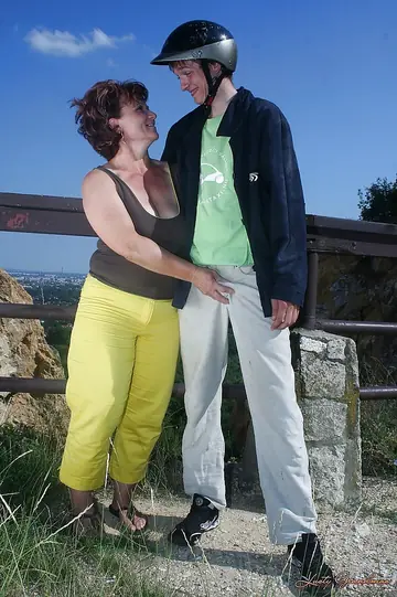 Mature Busty Woman Strips Outdoors and Gets Fucked Cowgirl