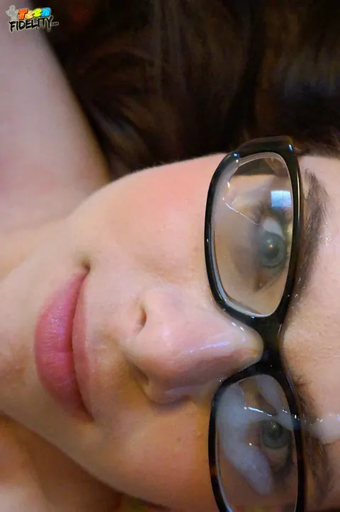 Jennifer Bliss: Skinny Brunette in Glasses Gets a Facial Outdoors – photo 16 of 17