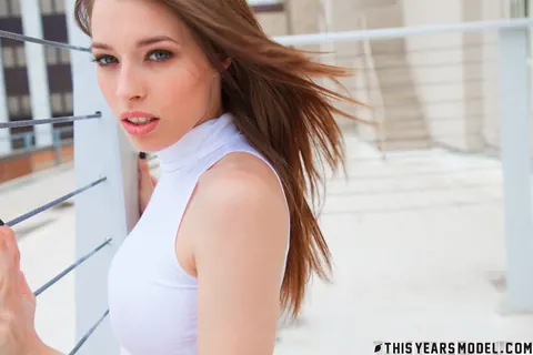 Caitlin McSwain: Brunette with Big Natural Tits Poses in Stockings and Panties – photo 5 of 15