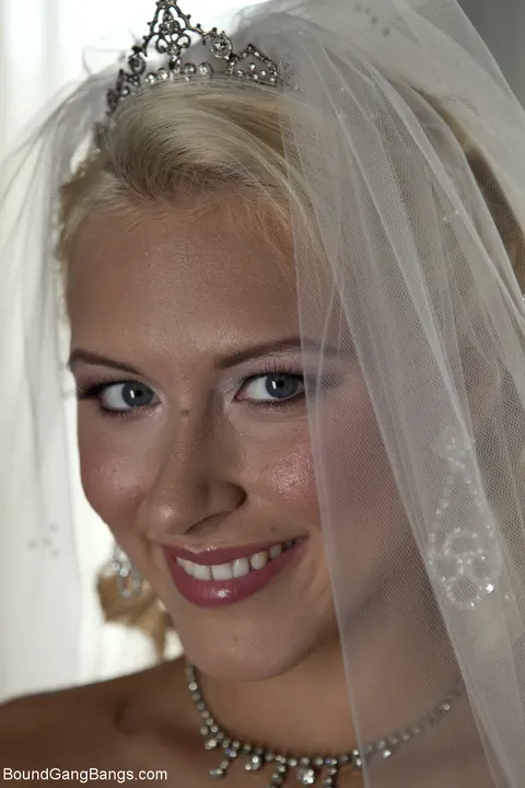 Katie Summers: Busty Blonde Bride Undresses for Bondage Lingerie Poses – photo 20 of 20