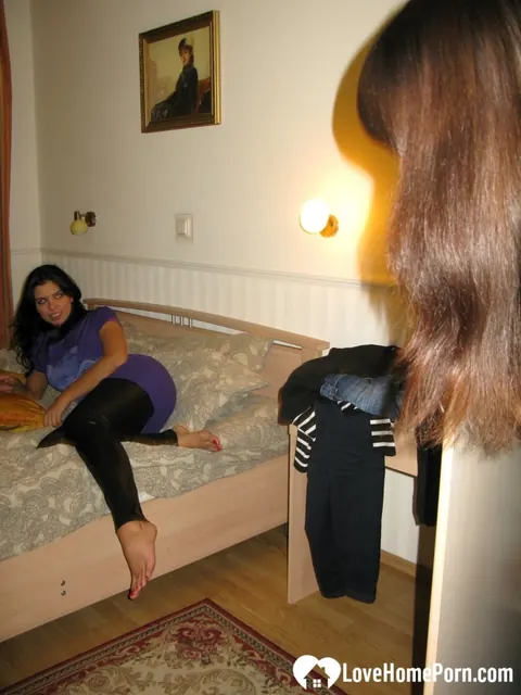 Kira Queen: Two Brunettes with Big Tits Finger, Lick and Facesit in a Selfie – photo 1 of 21