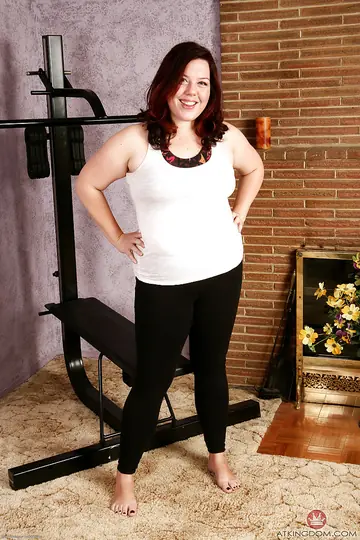 BBW MILF Strips Out of Her Yoga Pants and Spreads Her Hairy Pussy