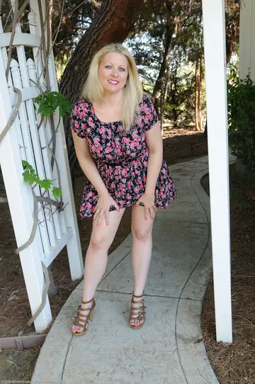 Busty Blonde MILF Strips Nude Outdoors