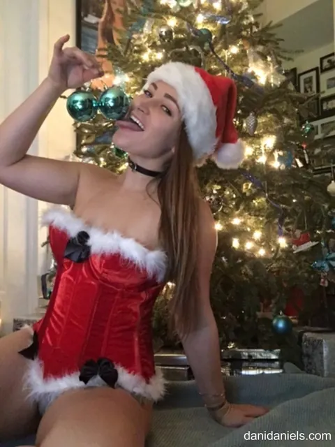Dani Daniels: Thick Brunette Poses in Christmas Outfit and Panties – photo 11 of 15